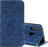 Voor OPPO A8 / A31 (2020) Lucky Flowers Embossing Pattern Magnetische horizontale flip lederen tas met houder & kaartsleuven (donkerblauw)