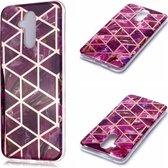 Voor Huawei Mate 20 lite Plating Marble Pattern Soft TPU beschermhoes (paars)