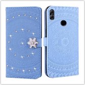 Voor Huawei Honor 10 Lite Pressed Printing Steken boorpatroon Horizontale Flip PU lederen tas met houder & kaartsleuven & portemonnee & & lanyard (blauw)