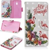3D Gekleurde Tekening Patroon Horizontale Flip Leren Case voor Nokia 2.1, met Houder & Kaartsleuven & Portemonnee (Engels Flamingo)