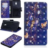 3D Gekleurde Tekening Patroon Horizontale Flip Leren Case voor Nokia 2.1, met Houder & Kaartsleuven & Portemonnee (Paarse Vlinder)