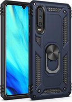 Armor Shockproof TPU + PC beschermhoes voor Huawei P30, met 360 graden rotatiehouder (blauw)