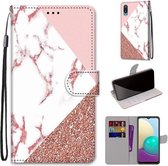 Voor Samsung Galaxy A02 / M02 Gekleurde Tekening Cross Texture Horizontale Flip PU Leather Case met Houder & Kaartsleuven & Portemonnee & Lanyard (Pink Stone Texture)