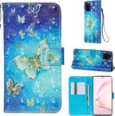 Voor Galaxy M60s 3D Schilderen Horizontale Flip Leren Case met Houder & Kaartsleuf & Portemonnee & Lanyard (Gouden Vlinder)