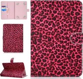 Voor 8 inch Universele Tablet PC Gekleurde Tekening Patroon Horizontale Flip PU Lederen Case met Houder & Card Slot (Rood Roze Leopard)