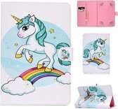 Voor 10 inch Universele Gekleurde Tekening Patroon Horizontale Flip PU Leren Case met Houder & Kaartsleuven (Eenhoorn)