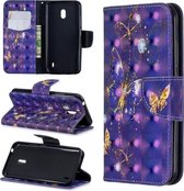 3D Gekleurde Tekening Patroon Horizontale Flip Leren Case met Houder & Kaartsleuven & Portemonnee Voor Nokia 2.2 (Paarse Vlinder)