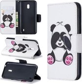 Gekleurde tekening patroon horizontaal Flip lederen tas met houder & kaartsleuven & portemonnee voor Nokia 2.2 (Shy Panda)