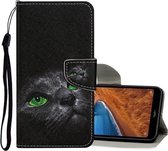 Voor Xiaomi Redmi Note 9 Pro Gekleurde Tekening Patroon Horizontale Flip Leren Case met Houder & Kaartsleuven & Portemonnee (Zwarte Kat)