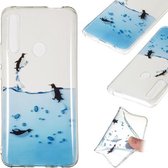 Coloured Drawing Transparant Clear TPU Case voor Huawei P Smart Z (Penguin)