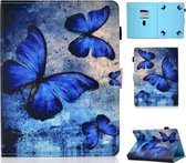 Gekleurde tekening stiksel Universele horizontale flip lederen tas, met houder en kaartsleuven voor 10 inch tablet-pc (vlinder)