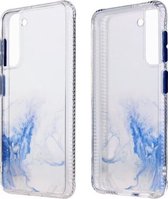 Voor Samsung Galaxy S21 5G marmeren textuur TPU + pc beschermhoes (wit blauw)