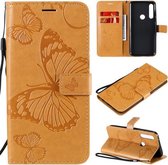Voor Motorola Moto G Power 3D Vlinders Embossing Patroon Horizontale Flip Leren Case met Houder & Kaartsleuf & Portemonnee (Geel)