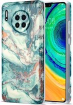 Voor Huawei Mate 30 TPU Gilt Marble Pattern beschermhoes (groen)