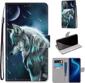 Voor Huawei Honor X10 / X10 Pro Gekleurde Tekening Cross Textuur Horizontale Flip PU Lederen Case met Houder & Kaartsleuven & Portemonnee & Lanyard (Contemplatieve Wolf)