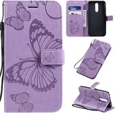 Voor Xiaomi Redmi 8 Pressed Printing Butterfly Pattern Horizontale Flip PU lederen tas met houder & kaartsleuven & portemonnee & lanyard (paars)