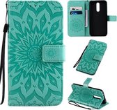 Voor Xiaomi Redmi 8 Geperst Afdrukken Zonnebloem Patroon Horizontale Flip PU Lederen Case met Houder & Kaartsleuven & Portemonnee & Lanyard (Groen)