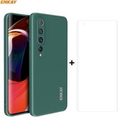 Voor Xiaomi Mi 10 5G Hat-Prince ENKAY ENK-PC0752 Vloeibare siliconen Rechte rand schokbestendige beschermhoes + 3D Volledig scherm PET Gebogen Hot Bending HD Screenprotector Zachte film (donk