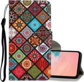 Voor Samsung Galaxy S21 Ultra 5G Gekleurde Tekening Patroon Horizontale Flip Leren Case met Houder & Kaartsleuven & Portemonnee & Lanyard (Etnische Stijl)