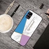 Voor Samsung Galaxy M51 Frosted Fashion Marble Shockproof TPU beschermhoes (blauw-violette driehoek)
