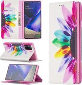 Voor Samsung Galaxy Note20 Gekleurde Tekening Patroon Onzichtbare Magnetische Horizontale Flip PU Lederen Case met Houder & Kaartsleuven & Portemonnee (Zonnebloem)