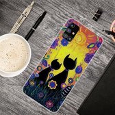 Voor Samsung Galaxy M51 schokbestendig geverfd transparant TPU beschermhoes (olieverfschilderij zwarte kat)