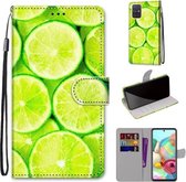 Voor Samsung Galaxy A71 5G Gekleurde Tekening Cross Textuur Horizontale Flip PU Lederen Case met Houder & Kaartsleuven & Portemonnee & Lanyard (Lime)