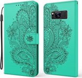 Voor Samsung Galaxy S8 pauw reliëf patroon horizontale flip lederen tas met houder & kaartsleuven & portemonnee & lanyard (groen)