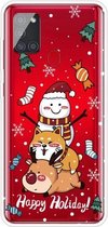 Voor Samsung Galaxy A21s Christmas Series Clear TPU beschermhoes (gestapelde pop)