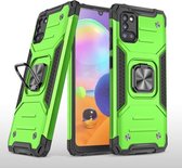 Voor Samsung Galaxy A31 magnetisch pantser schokbestendig TPU + pc-hoesje met metalen ringhouder (groen)