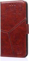Voor OnePlus 8 Pro Geometrische stiksels Horizontale Flip TPU + PU lederen hoes met houder & kaartsleuven & portemonnee (donkerbruin)