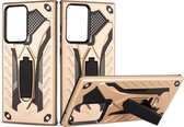 Voor Samsung Galaxy Note20 Ultra schokbestendig TPU + pc beschermhoes met houder (goud)