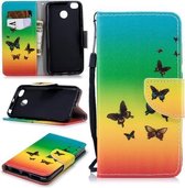 Voor Xiaomi Redmi 4X Gekleurd tekenpatroon Horizontaal Flip TPU + PU lederen tas met houder & kaartsleuven & portemonnee & lanyard (regenboogvlinders)