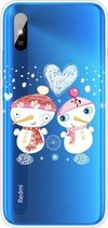 Voor Xiaomi Redmi 9A Christmas Series transparante TPU beschermhoes (paar sneeuwpop)