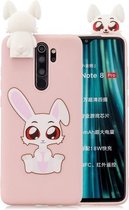 Voor Xiaomi Redmi Note 8 Pro Cartoon schokbestendige TPU beschermhoes met houder (konijn)