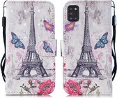Voor Samsung Galaxy A31 3D-schilderijpatroon Gekleurde tekening Horizontale flip PU-lederen hoes met houder & kaartsleuven & portemonnee & lanyard (Eiffeltoren)