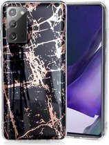 Voor Samsung Galaxy Note20 Plating Marble Pattern Soft TPU beschermhoes (zwart goud)