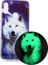 Voor Xiaomi Redmi Note 7 Lichtgevende TPU zachte beschermhoes (Starry Sky Wolf)