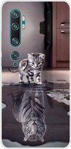 Voor Xiaomi Mi CC9 Pro Gekleurd tekeningpatroon Zeer transparant TPU beschermhoes (Cat Tiger)