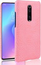 Schokbestendige krokodiltextuur pc + PU-hoes voor Xiaomi Redmi K20 / K20 Pro / Xiaomi Mi 9T / 9T Pro (roze)