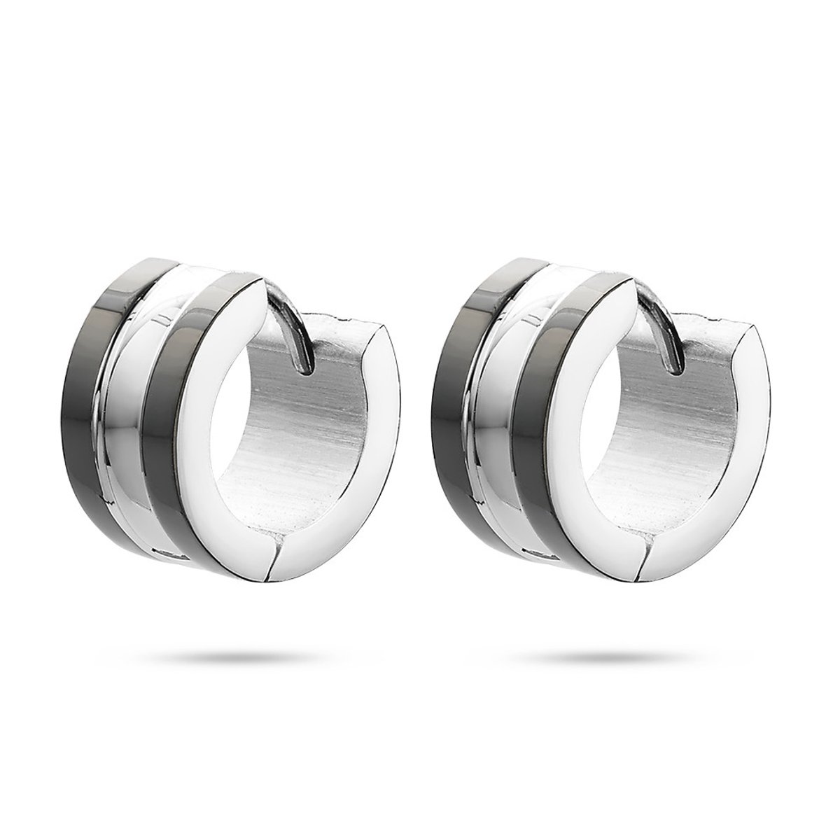 Twice As Nice oorbellen in edelstaal, oorringen, zwart Zwart