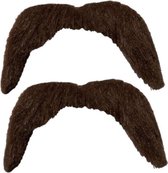 2 x cowboy habillé moustache collante marron - Fausses moustaches / moustaches adhésives