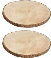 4x stuks houten decoratie boomschors boomschijven D30 cm - Hobby materiaal boomschors schijven - Kerstversiering