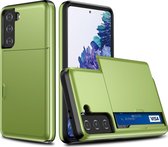 Samsung Galaxy S21 Plus Hoesje - Mobigear - Card Serie - Hard Kunststof Backcover - Groen - Hoesje Geschikt Voor Samsung Galaxy S21 Plus
