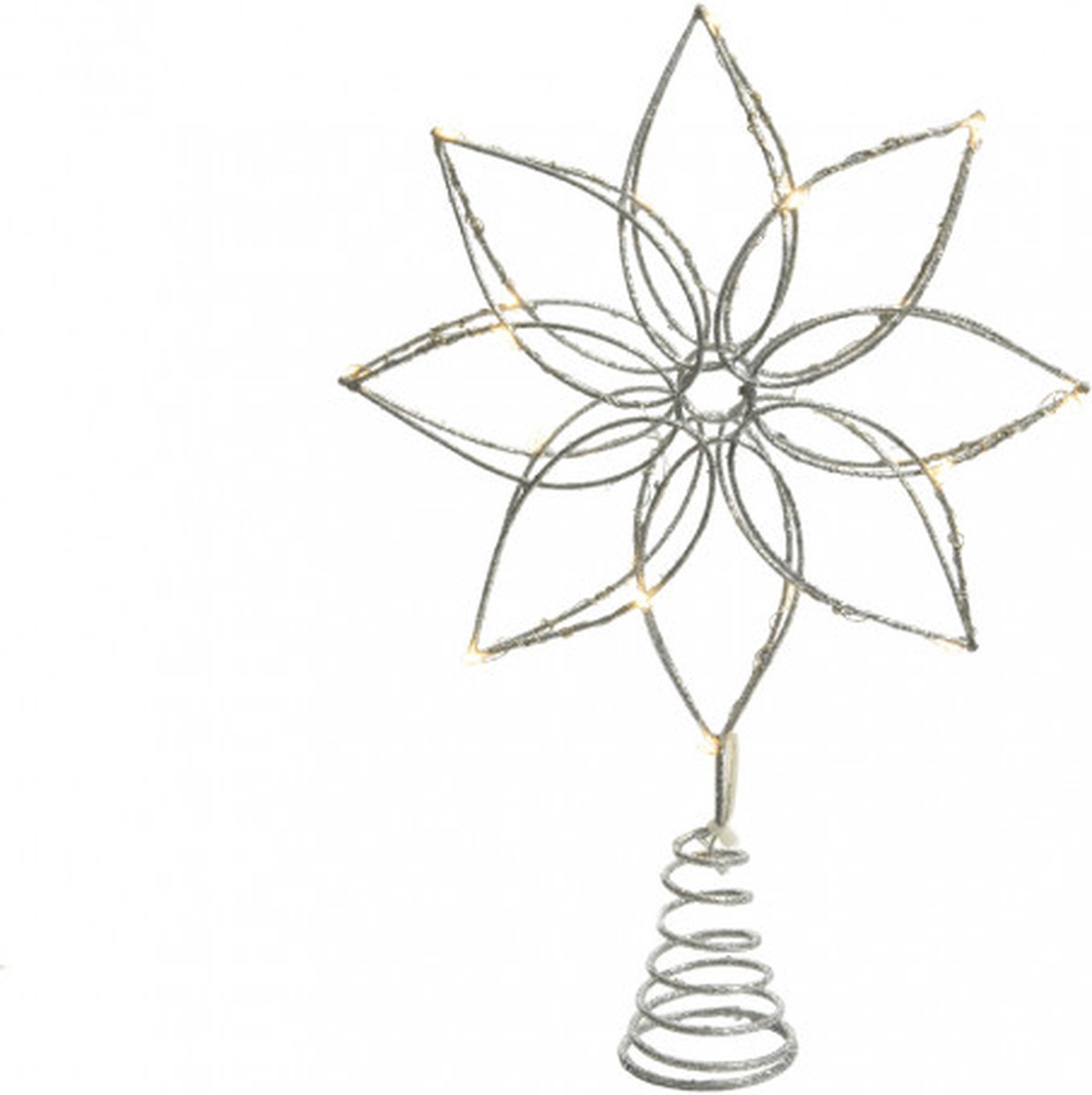 Decoris Kerstboompiek ster bloem - 27 cm - LED verlichting - warm wit - 20 lampjes – foto 5