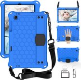 Voor Sansung Galaxy Tab S6 Lite P610 Honingraatontwerp EVA + PC Materiaal Vier hoeken Anti-vallen Platte beschermende schaal met riem (blauw + zwart)