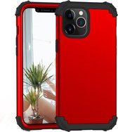 PC + siliconen driedelige anti-drop mobiele telefoon beschermende achterkant voor iPhone 12 Pro Max (rood)