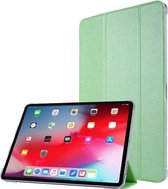 Zijdestructuur Horizontale Flip Magnetische PU-lederen tas met drievoudige houder en slaap- / wekfunctie voor iPad Air (2020) 10.9 (groen)