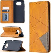 Voor Xiaomi Mi Poco X3 Rhombus Texture Horizontale Flip Magnetische Leren Case met Houder & Kaartsleuven (Geel)