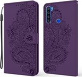 Voor Xiaomi Redmi Note 8T Pauw Reliëfpatroon Horizontale Flip Leren Case met Houder & Kaartsleuven & Portemonnee & Lanyard (Paars)